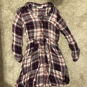 Flannel button down dress